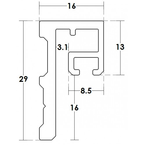 F Profil Za Magnetno Tesnilo 220CM Krom 