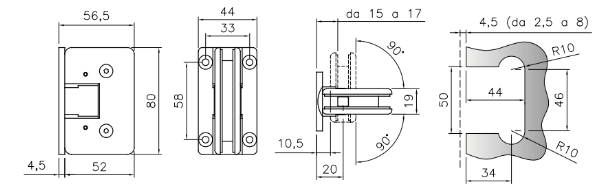 Par Pantov "Eva-Pro" Zid/Steklo Za Nastavljanje Z Avtomatskim Zapiranjem Inox Mat