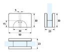 GH GC20 Morsetto Rettangolare A Filo Vetro-Muro B.50 H.30