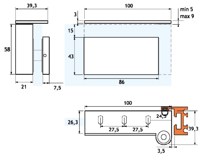 GH GH420K-SX Set Cerniere Pivot Libere In Battuta Ap. A Tirare Sinistra