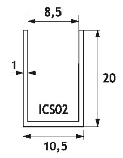 GH ICS02-250 Canalina A Spigoli Vivi 10,5X20X1mm L.250cm