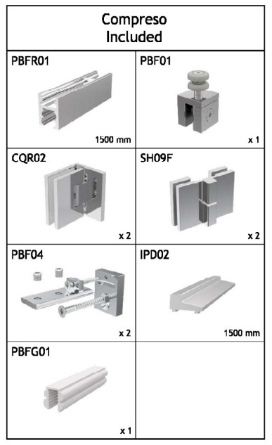 GH PLK01-DX Pbf-Plio Kit Completo Muro/Muro Destro - L.1500mm