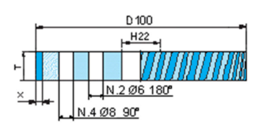 Ravni Diam. Brus Na Sektorje ≤C6 100/8/22 D151BN +4H