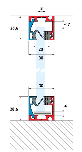 GH MP02-300 Magna Pars - Profilo Inf./Sup. Ad "U" Smontabile L.300cm