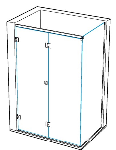 GH PLK02-DX Pbf-Plio - Kit Completo Muro/Vetro Destro - L.1500mm