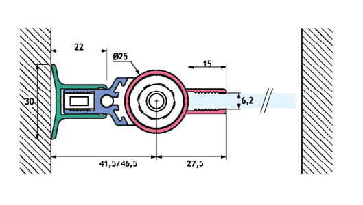 GH SHP02 Cerniera A Profilo Con Alzata In Apertura L.220cm