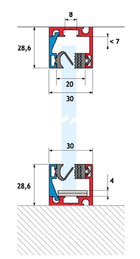 GH MP02-300 Magna Pars - Profilo Inf./Sup. Ad "U" Smontabile L.300cm